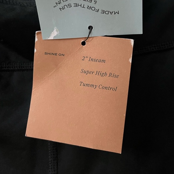 Shade & Shore Super High Rise Tummy Control Swim Short Bottoms Medium Black NWT - Picture 2 of 8